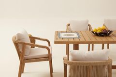 Monte Carlo Houten Tuinset, 6 Zits, Creme