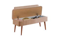 Vina Opbergbank Gestoffeerd, Walnoot & Nerts