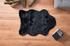 Cobbler Plain Faux Fur Rug, 70 x 100 cm, Black