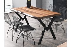 Agron Keukentafel, 140x90 cm, Walnoot & Zwart