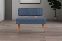 Vina Opbergbank Gestoffeerd, Pijnboom & Donkerblauw