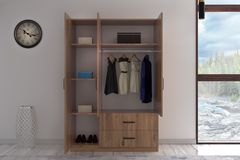 Amica Kledingkast met 3 Deuren & 2 Lades, Walnoot