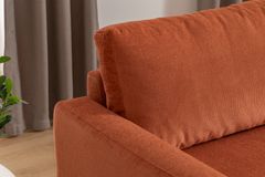 Merlin Mini Hoekbank, Natuurlijke Poten, Dunne Armleuning, Fluwelen , Steenrood