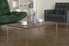 Shiny Coffee Table, Walnut & Silver