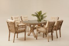 Pirus Rattan Tuinset, 6 Zits, Beige