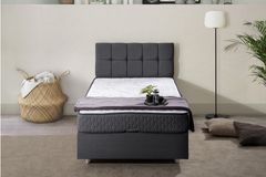 Paris Boxspringbed met Hoofdbord, 90x200 cm, Antraciet