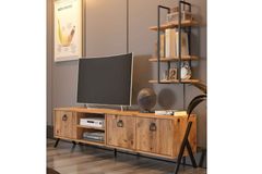 Yanke TV-Meubel met Rekken, 180 cm, Pijnboom