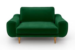 Klem Loveseat In Fluwelen met Houten Poten In Groen Eikhout