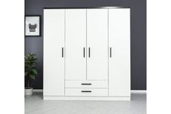 Medway Plus Kledingkast met 4 Deuren en 2 Lades, 190 cm, Wit