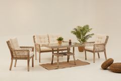 Pirus Rattan 2+1+1 Tuinloungeset, Beige