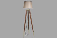 Stil Pyramide Vloerlamp, Beige en Walnoot