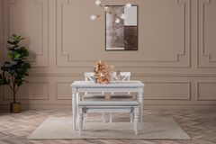 White Eettafelset met Bank, 110x70 cm