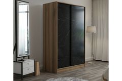 Medway Tideway Kledingkast met Schuifdeuren, 210 cm, Zwart en Walnoot