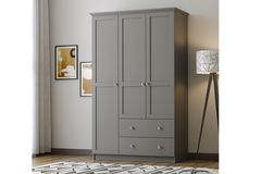 Zenio Side 3 Door with 2 Drawers Wardrobe, Grey