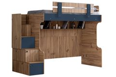 Riva Bunk Bed with Desk, 90 x 190 cm, Walnut