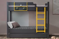Asien Stapelbed met Onderbed, 90x190 cm, Antraciet en Geel