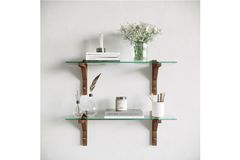 Neostyle Two Piece Wall Shelves, Dark Wood