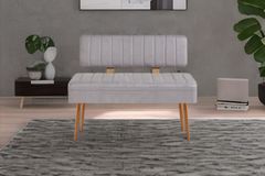 Vina Opbergbank Gestoffeerd, Pijnboom & Lichtgrijs