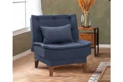 Kelly Fauteuil In Linnen Stof, Donkerblauw