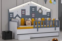 City Montessori Bedframe met Onderbed, 90x190 cm, Grijs