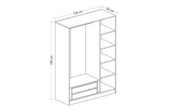 Medway Kledingkast met 3 Deuren, 2 Lades en Spiegel, Wit