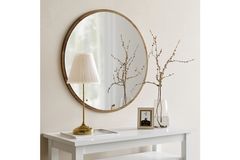 Neo Round Wall Mirror, Walnut