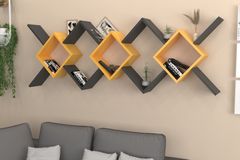 Tonish Wall Mounted Boocase, Yellow & Anthracite