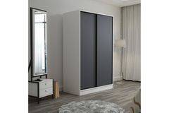 Medway Kledingkast met Schuifdeuren, 120 cm, Wit en Houtskool