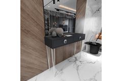 Nysa Consoletafel met 2 Lades, Antraciet & Zilver