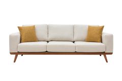 Natur 3-Zitsbank, Creme (Kleurkeuze Stof In Showroom)