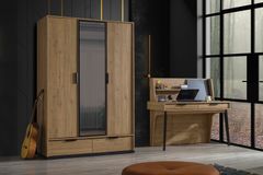 Colosseum Kledingkast met 3 Deuren, Notenhout