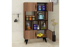 Castor Kitchen Cabinet, Walnut