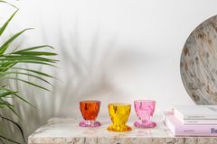 Sparkle Glass Candle Holder, Yellow