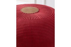 Nora Ronde Decoratieve Gebreide Poef, rood