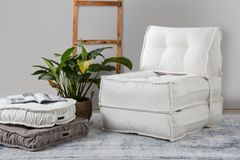 Mocca Opklapbare Fauteuil, Wit