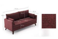 Bella Soft 2-Zitsbank, Bordeauxrood