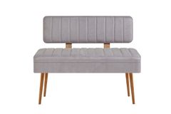 Vina Opbergbank Gestoffeerd, Pijnboom & Lichtgrijs