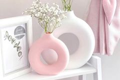 Ring Vazen Set, 2-delig, Wit & Roze