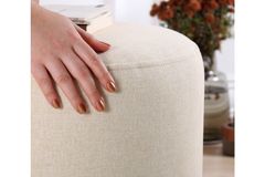Copper Ronde Poef, Creme
