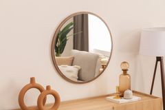Wood Ronde Wandspiegel 90 cm, Bruin
