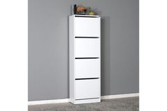 Adore Flat Duo 4-Tier Shoe Storage Cabinet, White