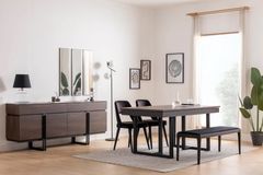 Line Eettafel, Walnoot en Zwart