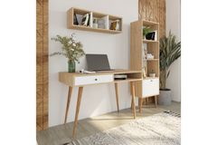 Bi̇Mossa Janus Bureau Met Planken En Boekenkast, Mand Wit, U5020