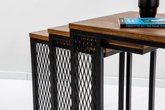 Valencia Bijzettafel Set, 3-Dlg, Antiek Notenhout