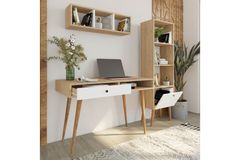 Bi̇Mossa Janus Bureau Met Planken En Boekenkast, Mand Wit, U5020