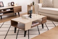 Clark Coffee Table, Walnut & Beige