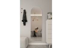 Marsah Ovale Metalen Staande Spiegel, 180x60 cm, Wit
