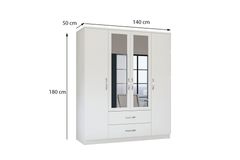 Ena Kledingkast met 4 Deuren, 2 Lades en Spiegel