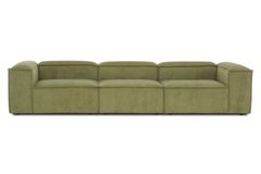 Frid Ruffelfluwelen 3-Zitsbank, Oliegroen