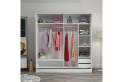 Medway Kledingkast met Schuifdeuren, 180 cm, Houtskoolgrijs en Wit